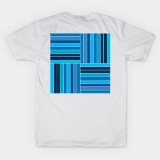 Four Blocks of Nine Stripes of Blue T-Shirt